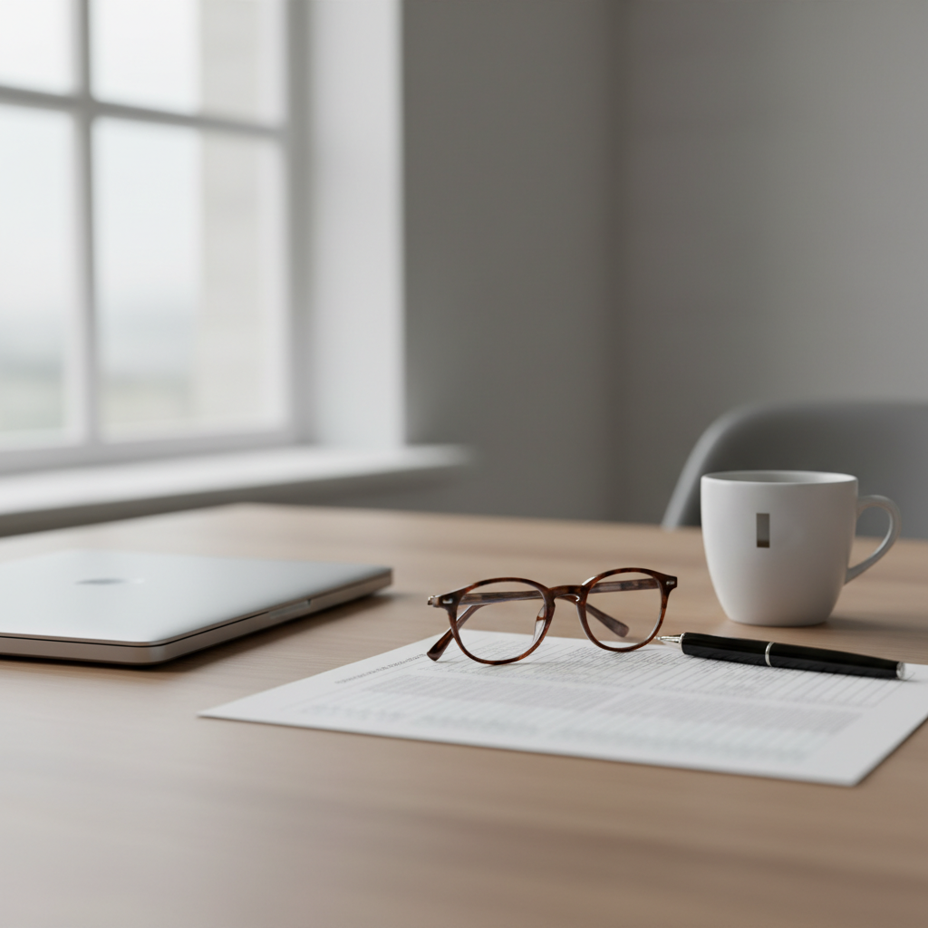 scrivania con checklist, occhiali e penna, errori comuni e best practice per docenti